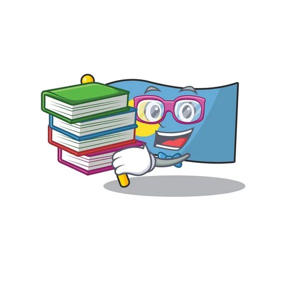Smart Student flag palau Scroll mascot cartoon with book — Stock Vector