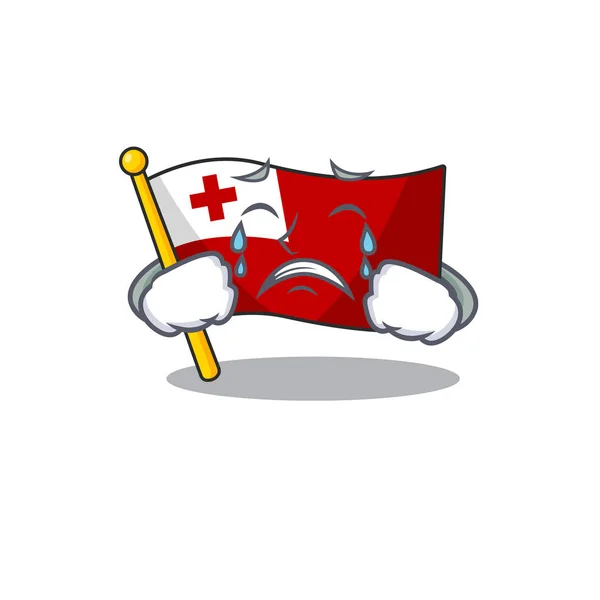 Sad Crying flag tonga Scroll cartoon character design — 스톡 벡터