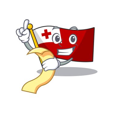 Bayrak tongası Çizgi film karakteri servis için hazır bekliyor