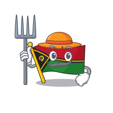 Mutlu Çiftçi bayrağı vanuatu Şapkalı ve aletli çizgi film karakteri