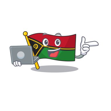 Tatlı ve akıllı bayrak vanuatu parşömeni dizüstü bilgisayarla çalışıyor