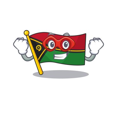 Vanuatu bayrağının resmi. Süper kahraman gibi giyinmiş.