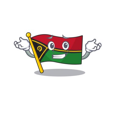 Sevimli ve havalı sırıtan bayrak vanuatu Scroll maskot stili