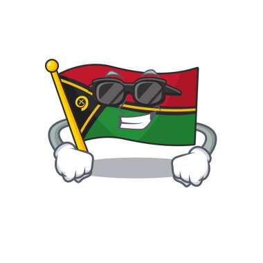 Süper havalı bayrak vanuatu Siyah gözlüklü karakter