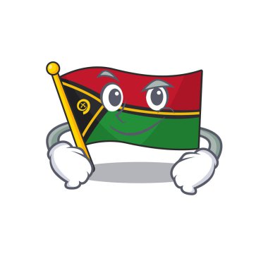 Havalı bayrak vanuatu, sırıtan yüzlü maskot karakter.