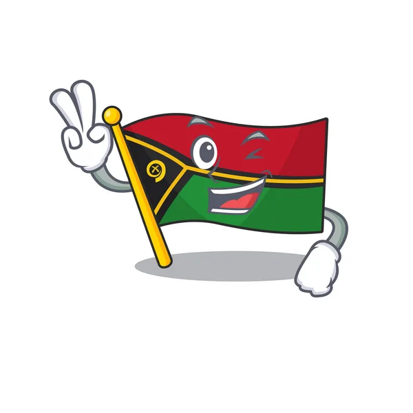 Divertente bandiera vanuatu Scorrere personaggio dei cartoni animati con due dita — Vettoriale Stock