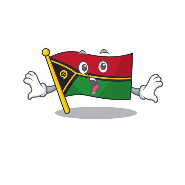 Bandeira vanuatu Scroll gesto surpreso no estilo de personagem dos desenhos animados — Vetor de Stock