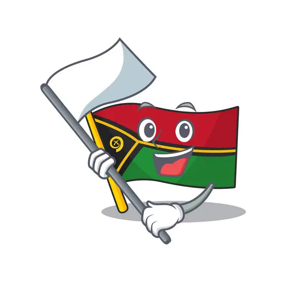 Cute flag vanuatu Przewiń kreskówki znak styl z stojącą flagą — Wektor stockowy