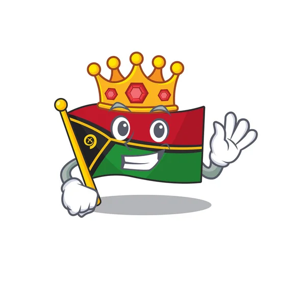 Bandera vanuatu Scroll Un estilizado de King en el diseño de personajes de dibujos animados — Archivo Imágenes Vectoriales