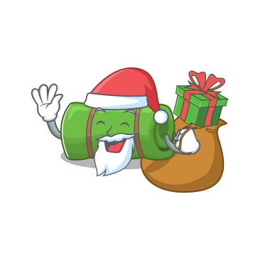 Noel Baba kamp paspası Hediye kutusuyla çizgi film karakteri tasarımı