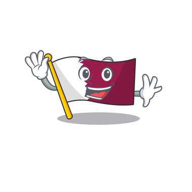 Sevimli gülen bayrak sallayan Katar Çizgi film karakteri tasarımı