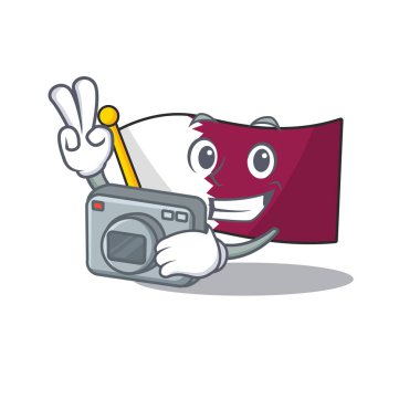 Profesyonel fotoğrafçı qatar Scroll maskot stili bir kamera.