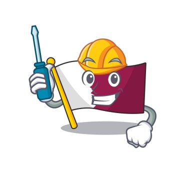 Çizgi film karakter tasarımında sunulan akıllı otomotiv bayrağı qatar parşömeni