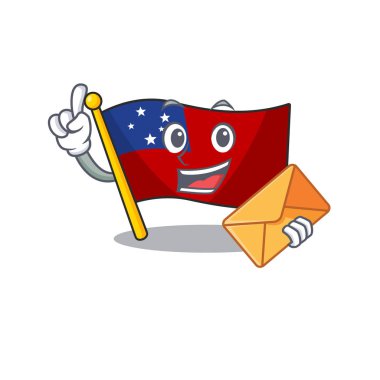 Mutlu yüz samoa. Zarflı maskot tasarımı.