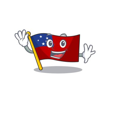 Sevimli gülen bayrak sallayarak samoa Çizgi film karakteri tasarımı