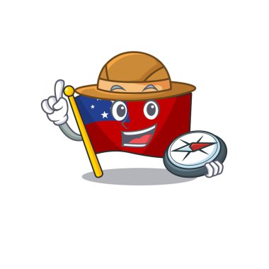 Bayrak samoa parşömeni Bir pusula ile stilize Explorer