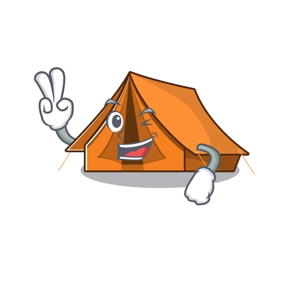 İki parmaklı komik kamp çadırı çizgi film karakteri — Stok Vektör