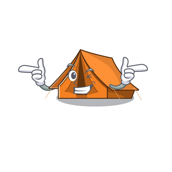 Kamp çadırı Maskot çizimi Wink Eye ile — Stok Vektör