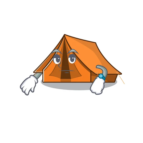 Jest kampı çadırı bekleniyor Çizgi film karakter tasarımı üzerine kaydırma — Stok Vektör