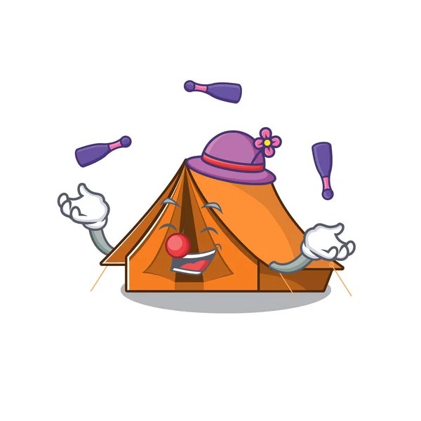 Cool tenda da campeggio scorrere mascotte stile cartone animato giocare Giocoleria — Vettoriale Stock