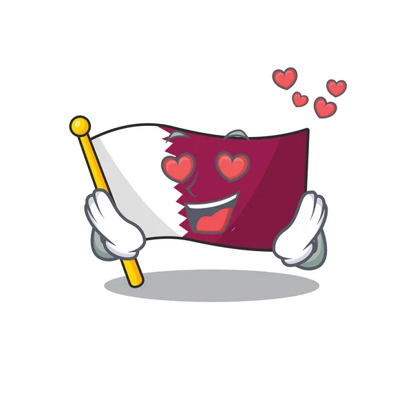 Падіння В любові милий прапор qatar Scroll дизайн мультфільму талісман — стоковий вектор