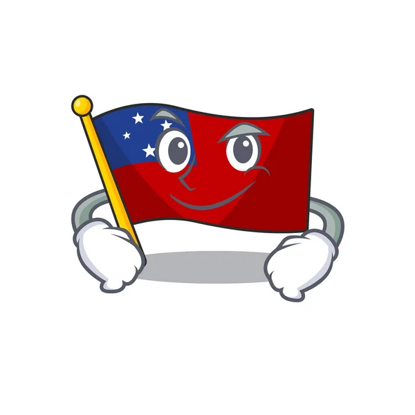 Cool bandeira samoa Scroll mascote personagem com rosto Smirking — Vetor de Stock