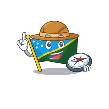 Bayrak Süleyman adası parşömeni Bir pusula ile stilize Explorer