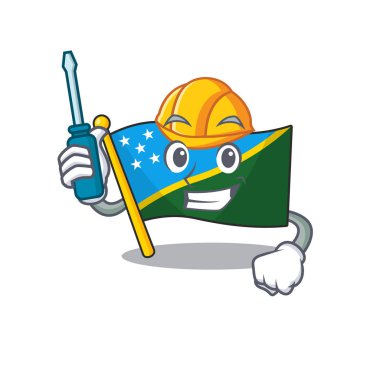 Akıllı otomotiv bayrağı Süleyman adası parşömeni çizgi film karakter tasarımı ile sunulmuştur