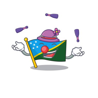 Havalı bayrak Süleyman adası Maskot stili hokkabazlık yapıyor