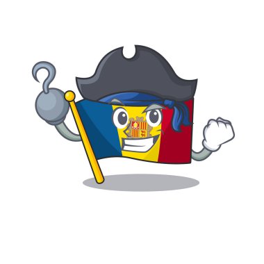 Bir el Korsan bayrağı ve şapkalı çizgi film stili