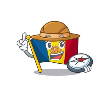 Bayrak andorra Kaydırma Bir stilize Explorer Bir pusula ile