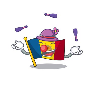 Havalı bayrak ve orra Maskot stili hokkabazlık yapıyor