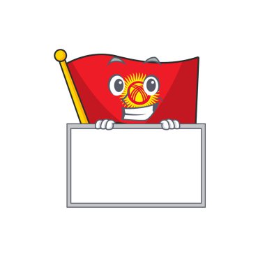 Bayrak Kırgızistan Çizgi film karakteri stili tahtayla sırıtıyor