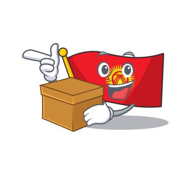 Bayrak Kırgızistan Çizgi film karakteri bir kutu getiriyor