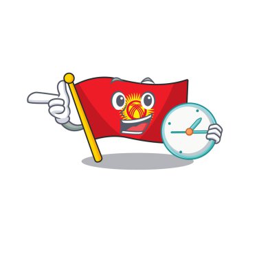 gülümseyen bayrak Kırgızistan Saat ile çizgi film karakteri biçimi