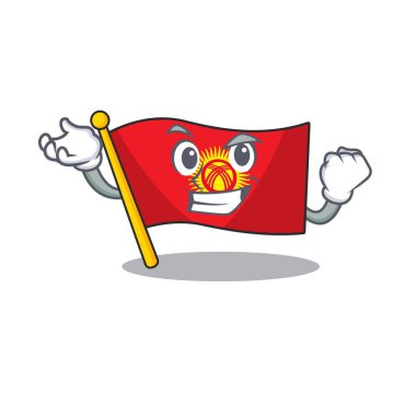 Mutlu kendine güvenen başarılı bayrak Kırgızistan Çizgi film karakteri tarzı