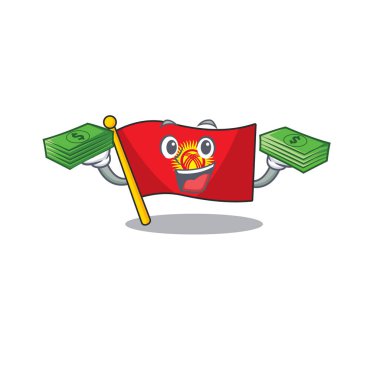 Çok mutlu bir Kırgızistan bayrağı. Parası olan bir karakter.