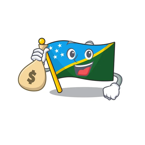 スマイリーフラグ｜ソロモン島お金の袋で漫画のキャラクターをスクロール — ストックベクタ