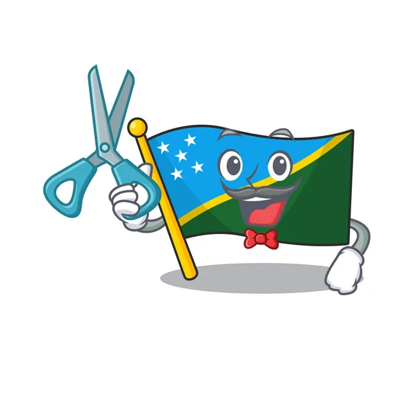 Αστεία σημαία Barber Solomon νησί Κύλιση στυλ σχεδίασης χαρακτήρων κινουμένων σχεδίων — Διανυσματικό Αρχείο