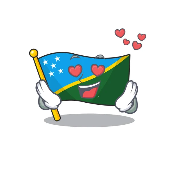 Влюбляясь милый флаг Соломон острова Scroll мультфильм талисман дизайн — стоковый вектор
