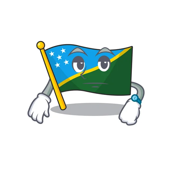 Αναμένοντας χειρονομία σημαία Solomon νησί Μετακινηθείτε στο σχεδιασμό χαρακτήρα κινουμένων σχεδίων — Διανυσματικό Αρχείο
