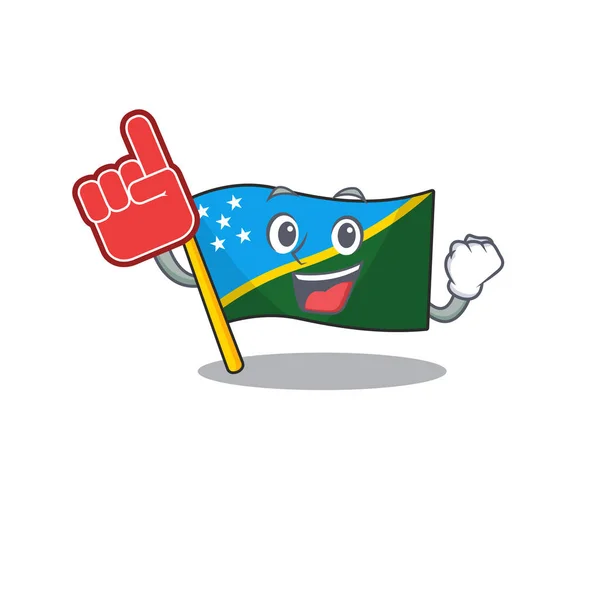Flag solomon island Scroll mascot cartoon style with Foam finger — 스톡 벡터