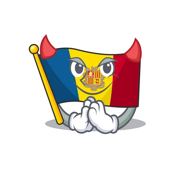 Devil Cartoon character of flag andorra Scroll design — 스톡 벡터