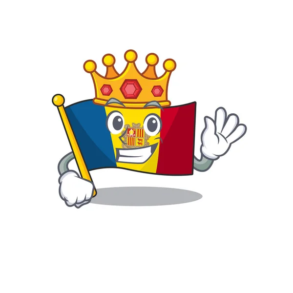 Flag andorra Scroll Стилизованный King на дизайн персонажей мультфильмов — стоковый вектор