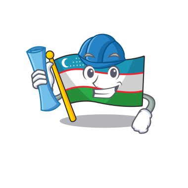 Mavi baskılı ve mavi miğferli Özbekistan Bayrağı