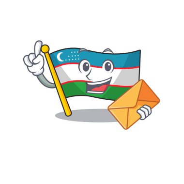 Özbekistan 'ın Mutlu Yüz Bayrağı Zarflı Maskot Tasarımı