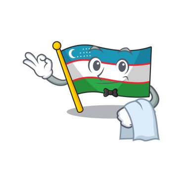 Tatlı bayrak Özbekistan Kaydırma Karakteri Garson görünüşü olarak duruyor