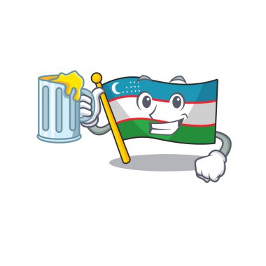 Özbekistan 'ın mutlu bayrağı Büyük bardaklı maskot tasarımı