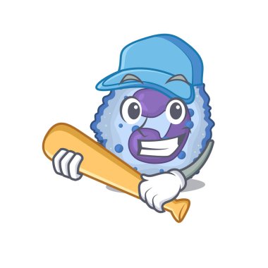 Beyzbolla birlikte Sportif Basophil hücre çizgi film karakteri tasarımı