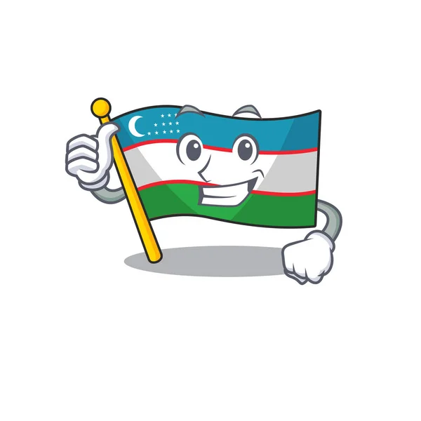 Smiley mascot of flag uzbekistan Scroll making Thumbs up gesture — Stock Vector